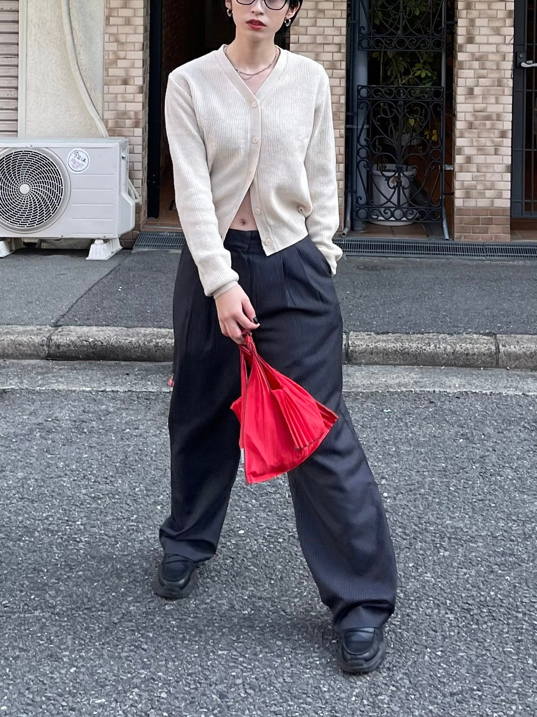 【Chikashitsu + LADIES】vneck rib knit cardigan (2color)