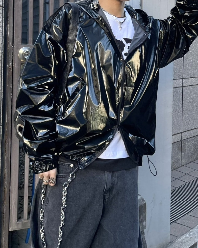 受注制【Never mind the XU】metallic hood jacket (2color)