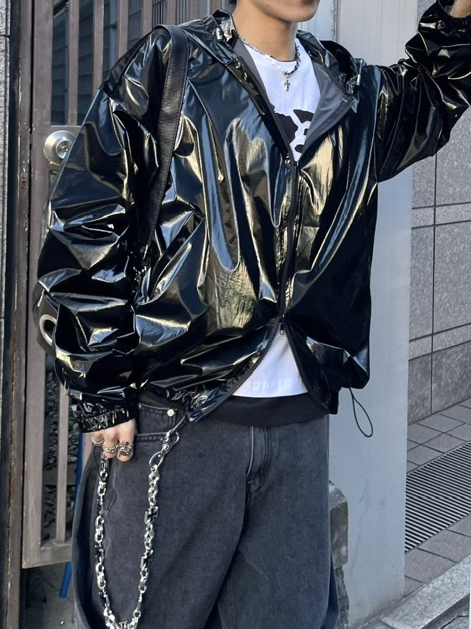 受注制【Never mind the XU】metallic hood jacket (2color)