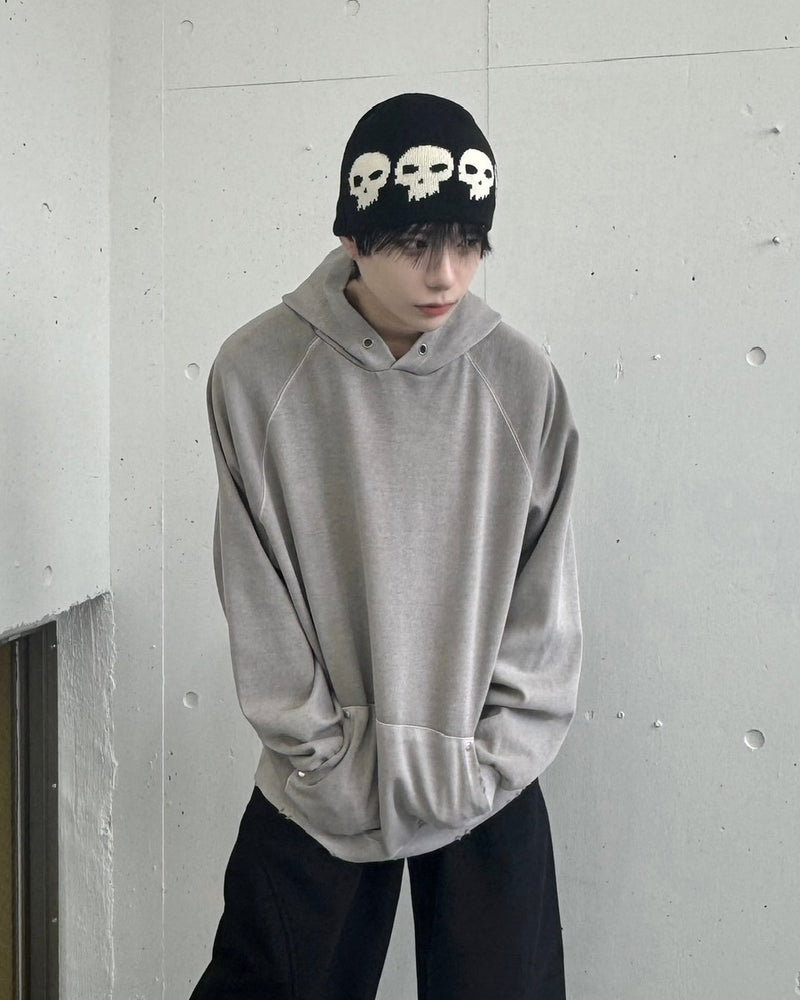受注制【Never mind the XU】rivet pigment hoodie (2color)