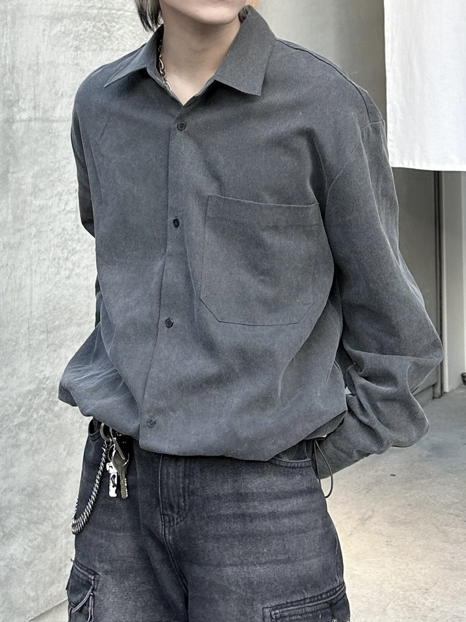 大阪店WEB限定受注制【Chikashitsu +】pigment draw code shirt (2color)