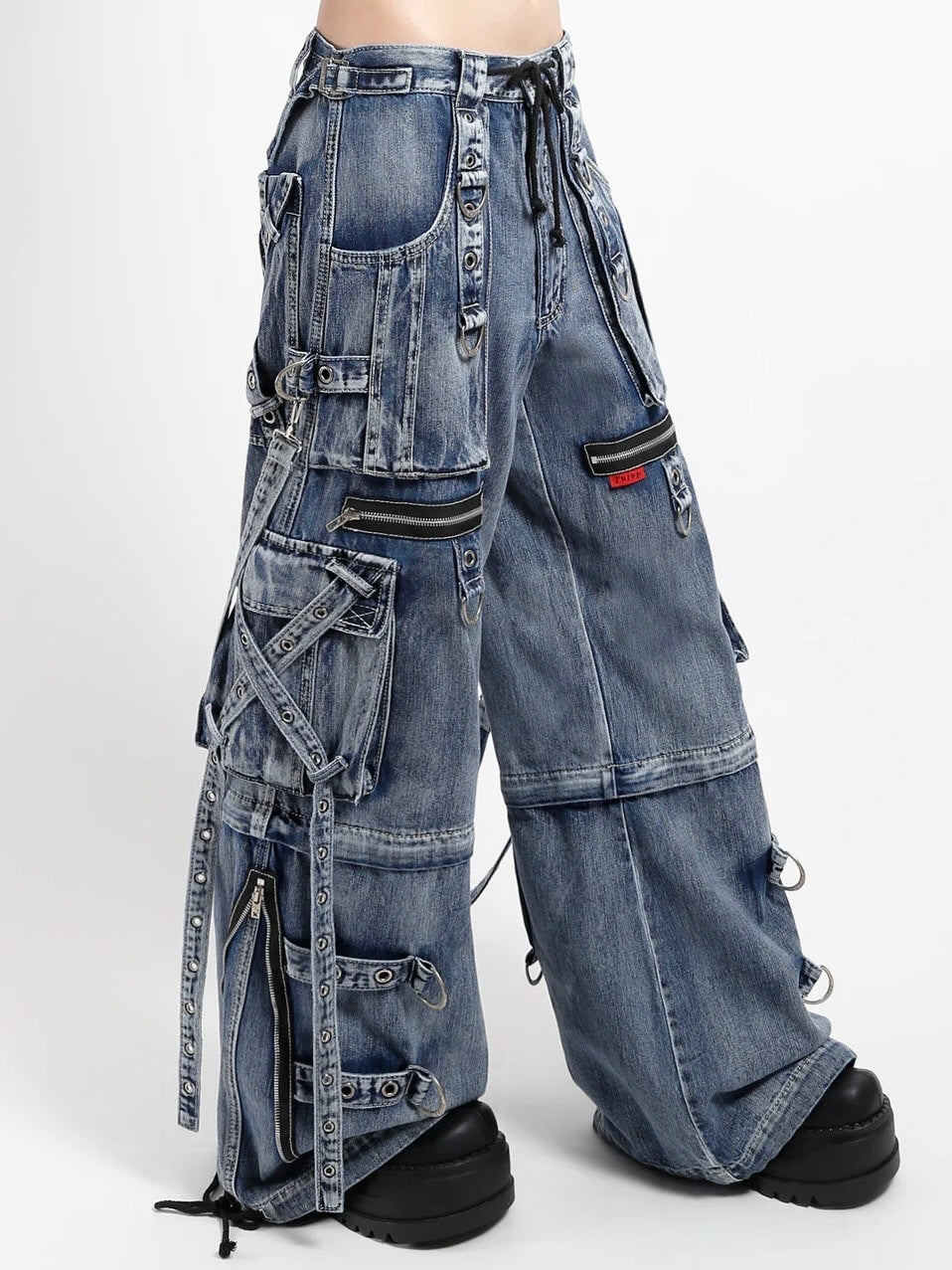 【TRIPP nyc】X-STRAP PANT[JM7144MB] / 【トリップ エヌワイシー】ストラップボンテージジップデニムワイドパンツ