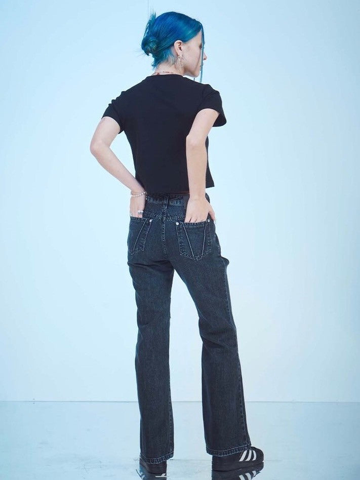 【DILETTANTISME】CUTOUT ZIPPER DENIM