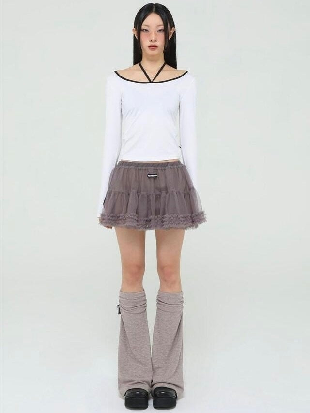 【Uglyshadow】MESH FRILL CANCAN SKIRT