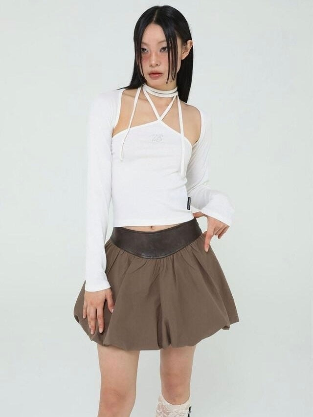 【Uglyshadow】VINTAGE LEATHER PUMPKIN SKIRT