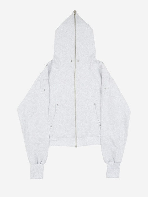 【SUNDAY OFF CLUB】Full Face Zip Up Heavy Terry Moto Hoodie