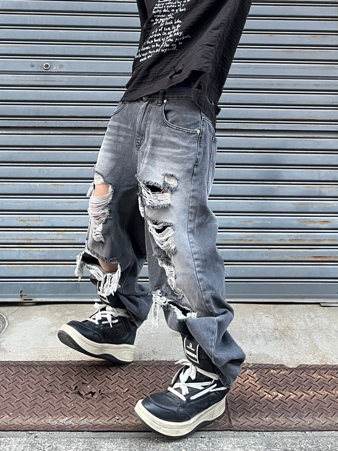 受注制【Bizarre Maiden】grunge crush denim pants (2color)