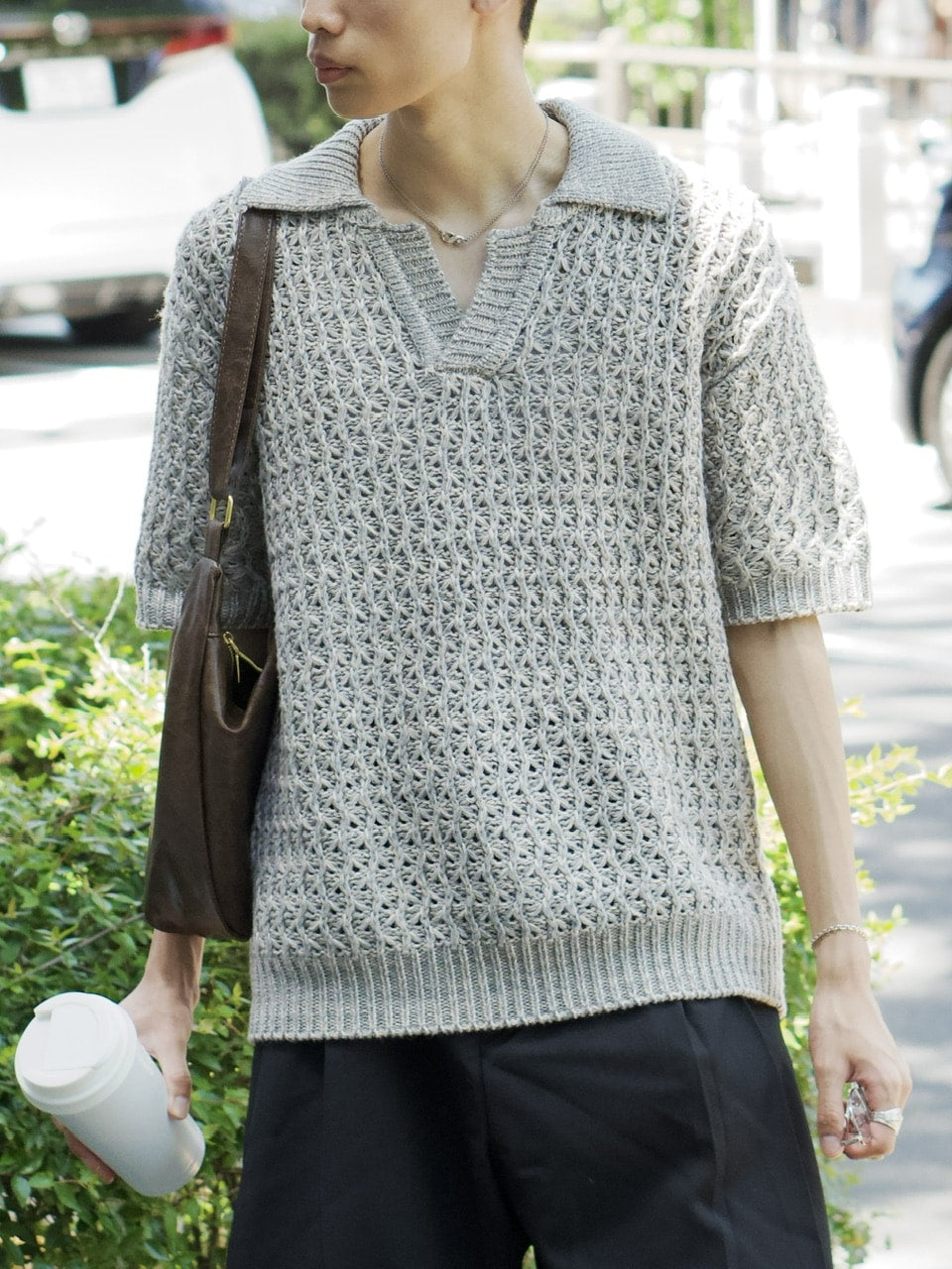 東京店WEB限定受注制【Chikashitsu +】skipper mesh knit polo (3color