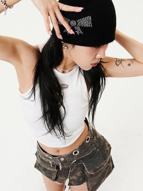 【HOLY NUMBER 7】Women's Dancer Crop Tank Top / 【ホーリーナンバーセブン】ダンサークロップロゴプリントタンクトップ