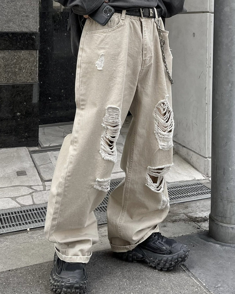 受注制【Chikashitsu +】damage cotton volume pants
