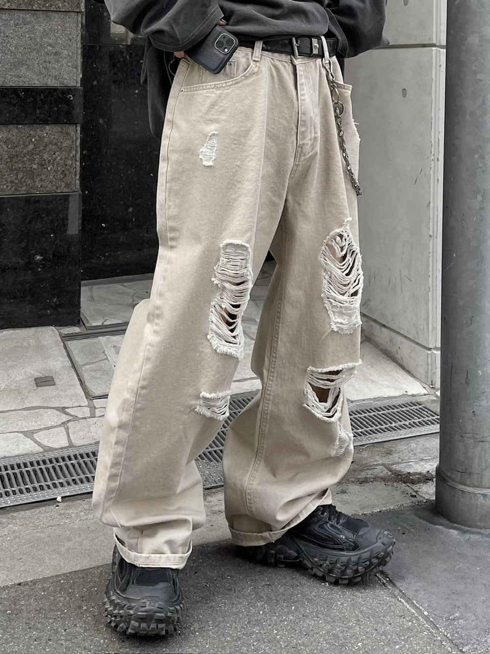 受注制【Chikashitsu +】damage cotton volume pants