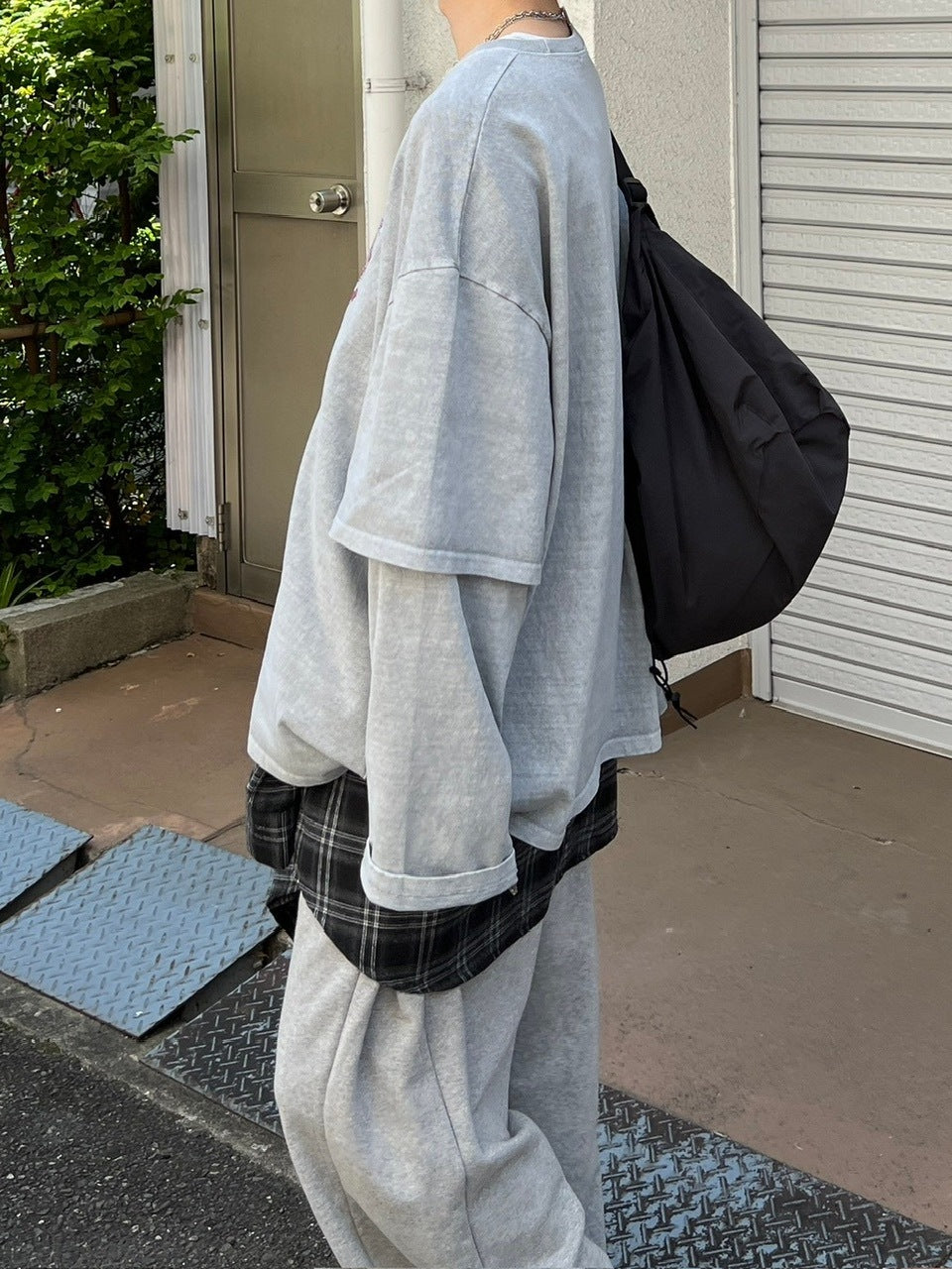 【Chikashitsu +】layered graphic long sleeve (2color) / 【チカシツプラス】レイヤードグラフィックプリント長袖Tシャツ