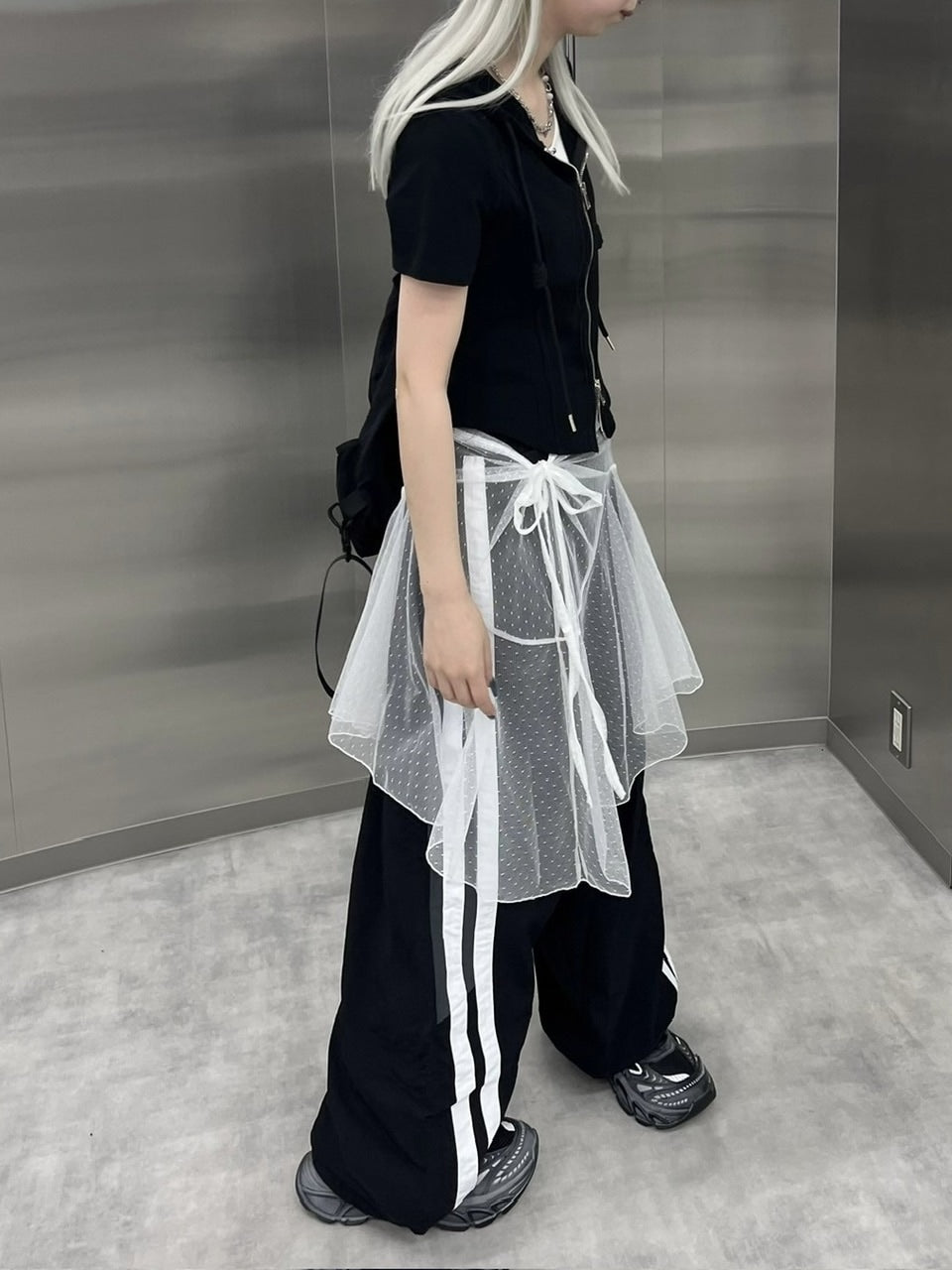 受注制【Never mind the XU】sheer layered skirt (2color)