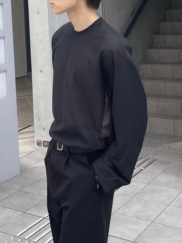 受注制【Chikashitsu +】side pattern mesh long sleeve