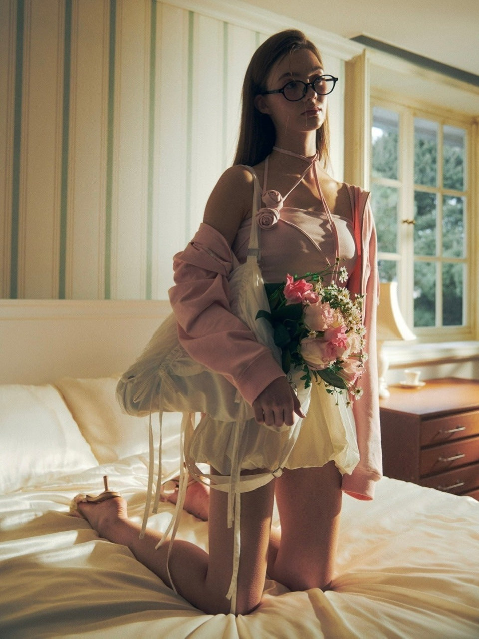 【PAIN OR PLEASURE】ROSE 2WAY HOOD ZIP UP