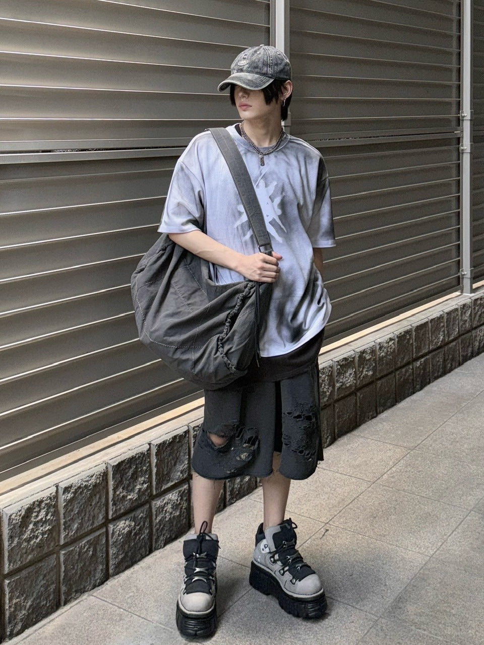 受注制【Never mind the XU】dark washing tee (3color)