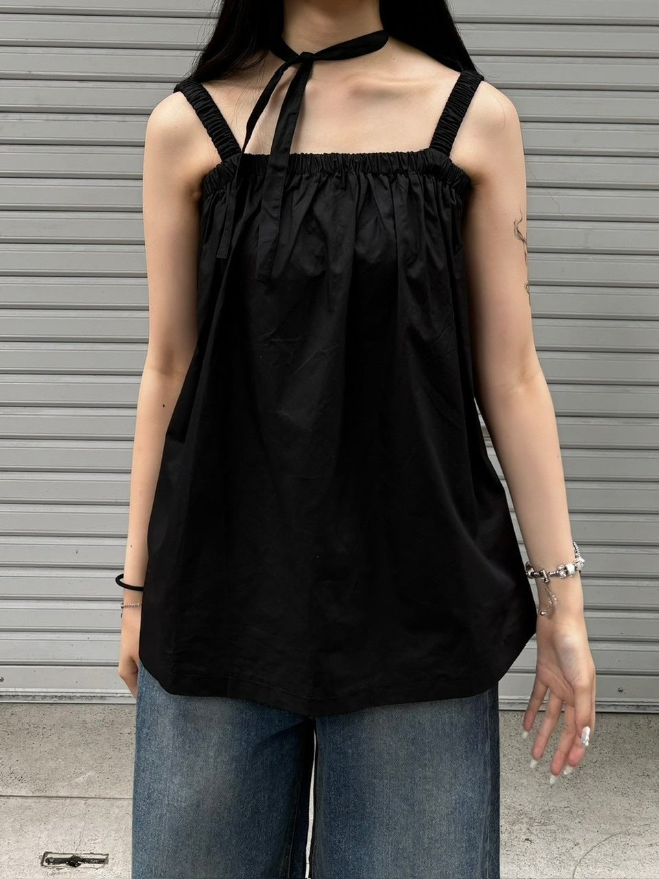 受注制【OaKS】shirred camisole bluose (2color)
