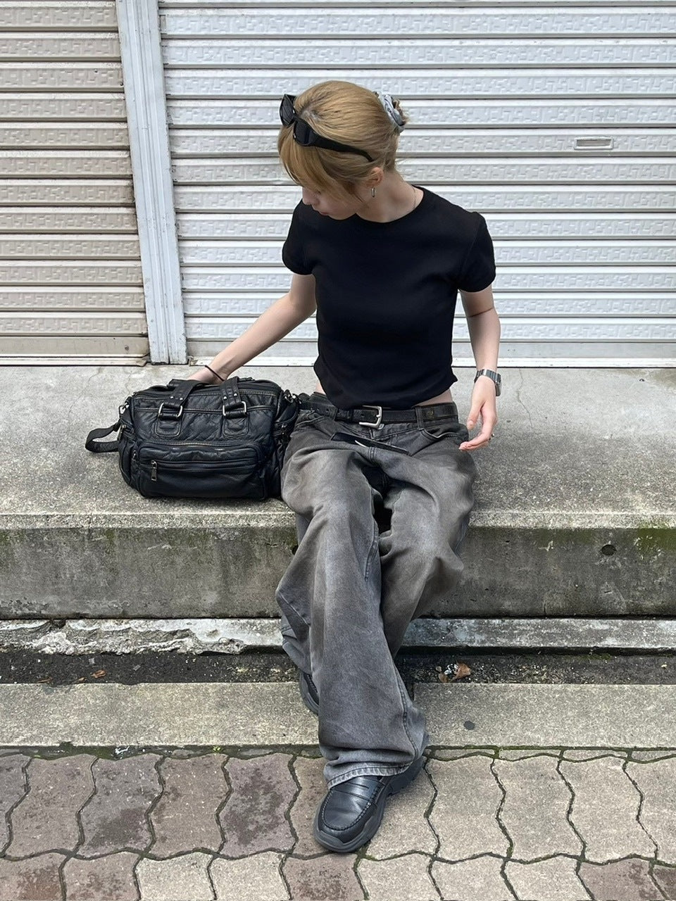 受注制【OaKS】basic cropped half sleeve t-shirt (2color)