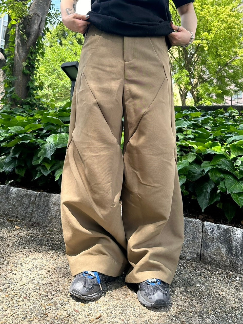 【Chikashitsu +】pattern design slacks (2color)
