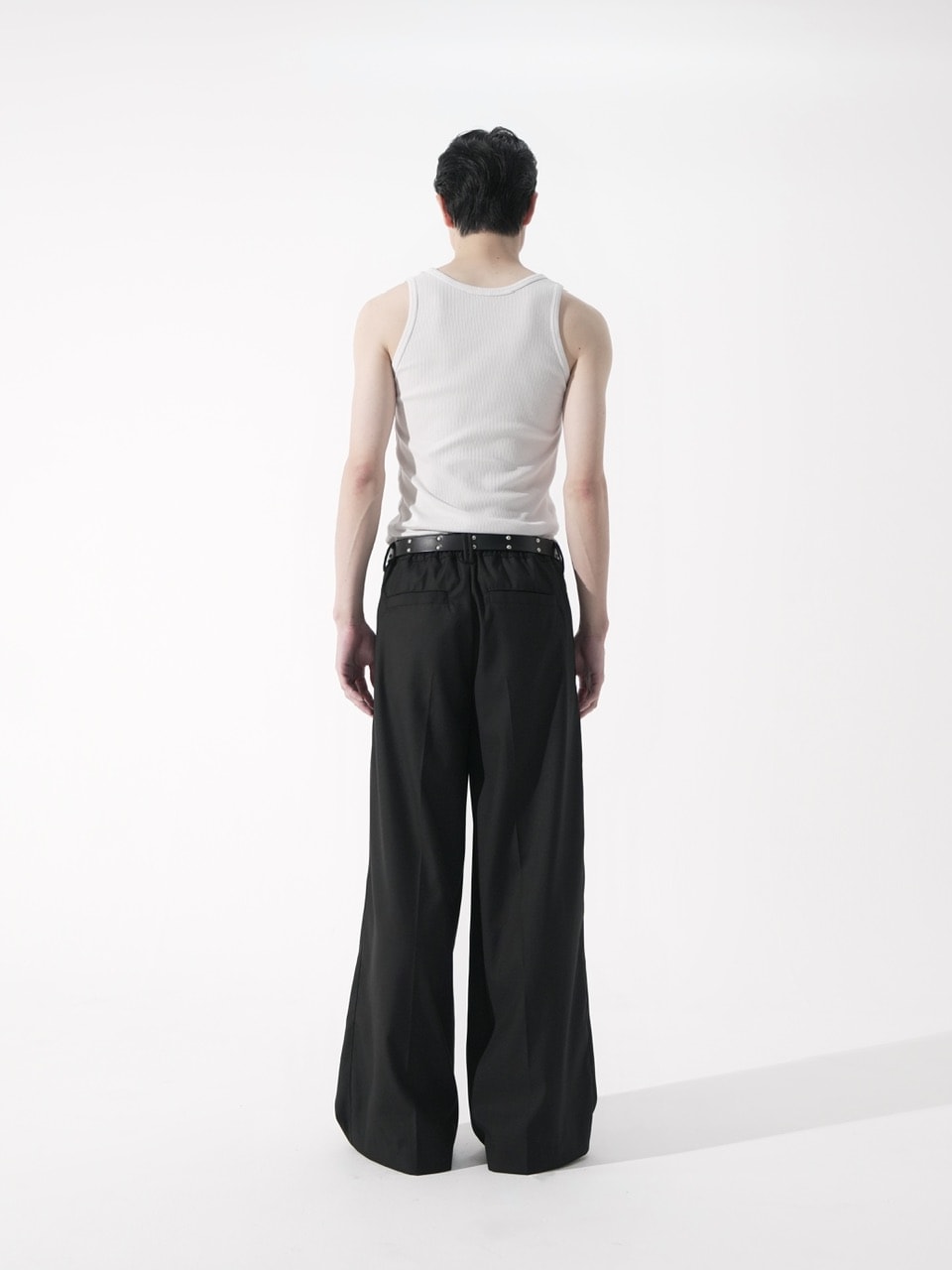 【CS】cross tuck drape slacks (black)