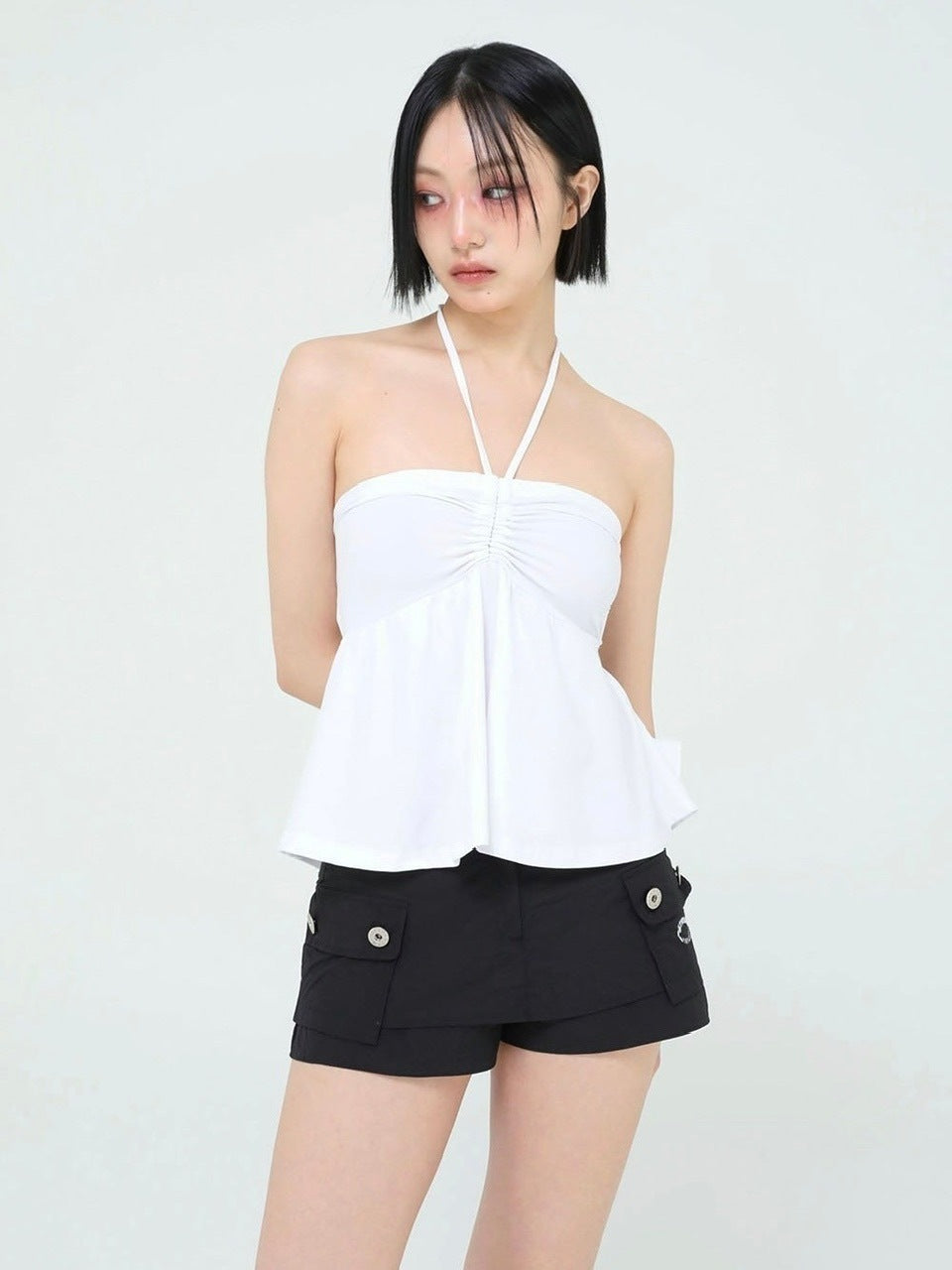 【Uglyshadow】BEADS TUNNEL SLEEVELESS / 【アグリーシャドウ】ビーズホルターネックキャミソールチュニック