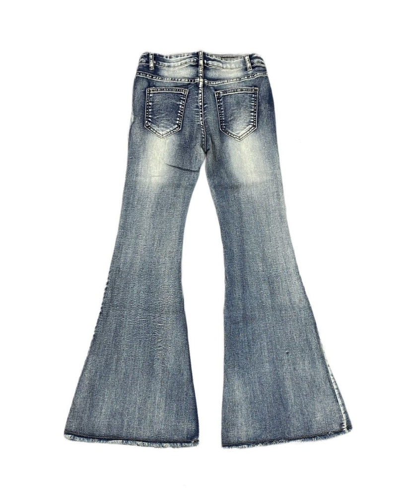 国際配送【Never mind the XU】belt flare denim pants 2 (2color)