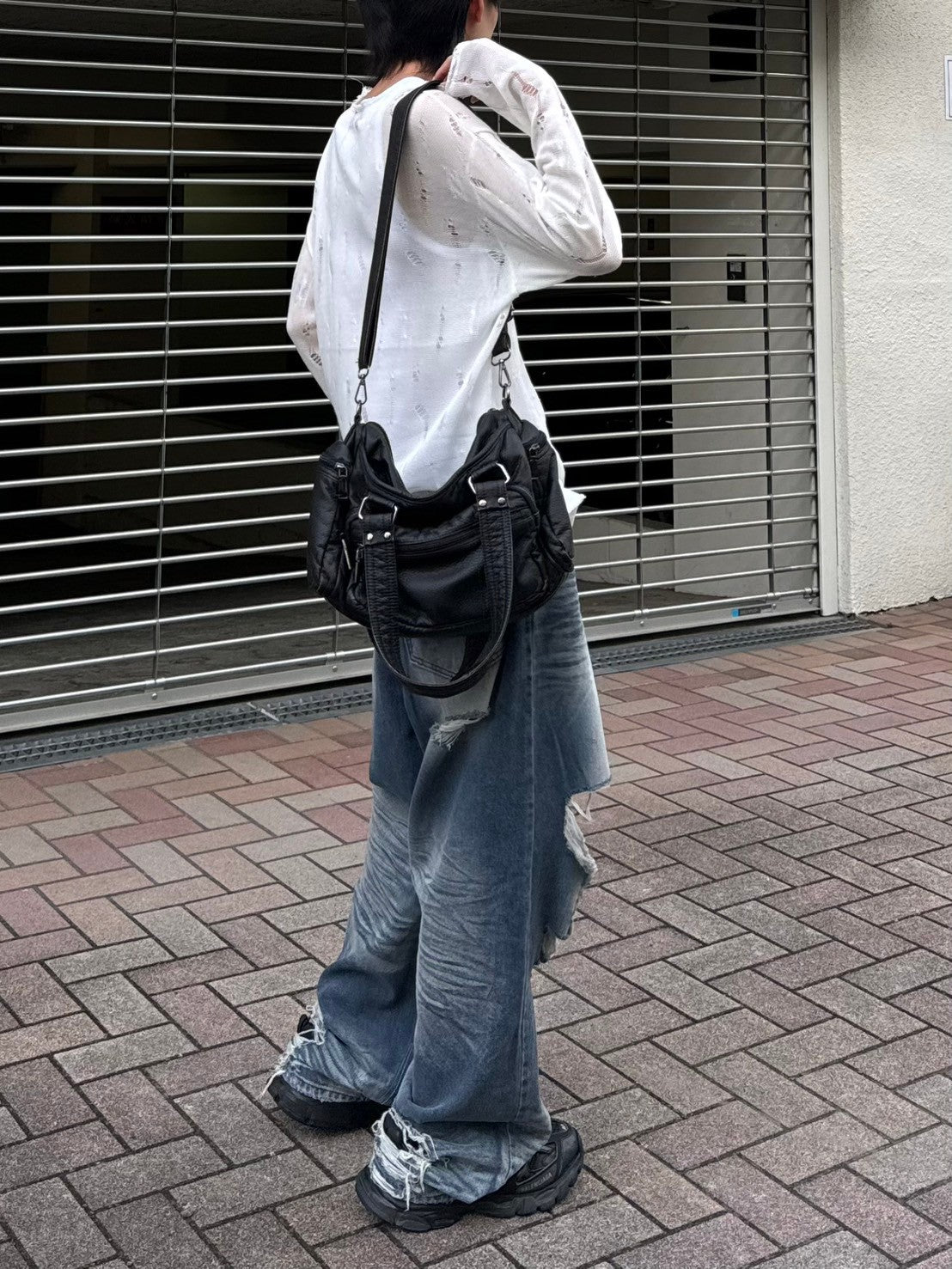 受注制【Chikashitsu +】shoulder button damage summer knit (3color)