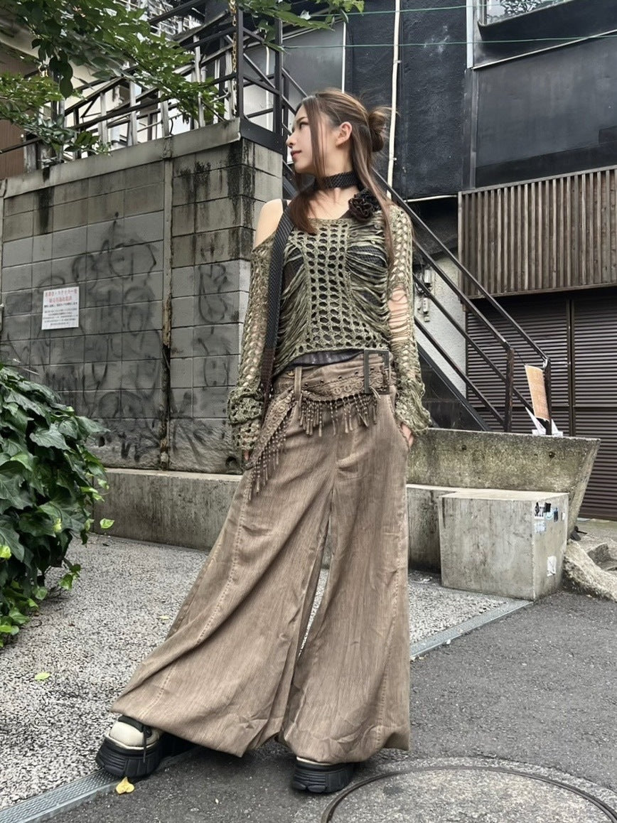 受注制【Never mind the XU】damage summer knit (3color)