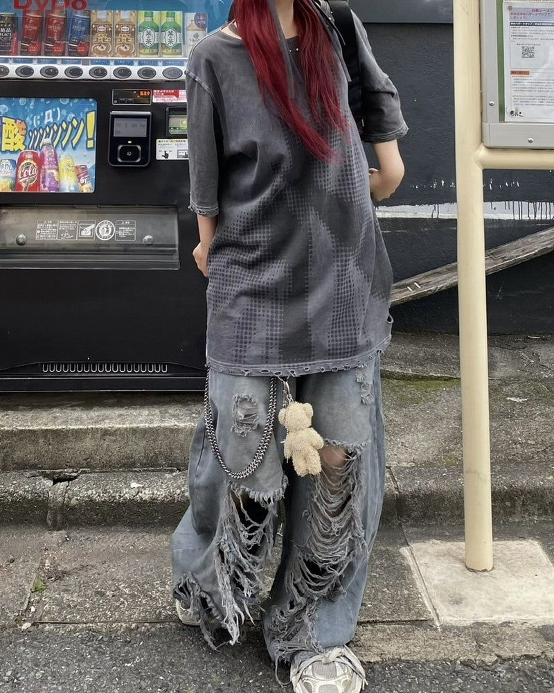 受注制【Never mind the XU】damage denim pants (3color) / 【ネバーマインドザエックスユー】ダメージデニムパンツ