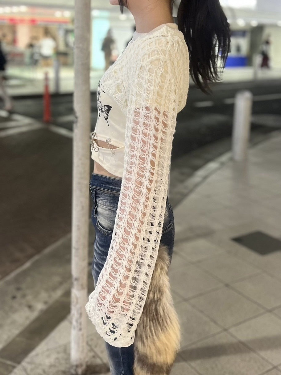 受注制【Never mind the XU】cropped summer knit (3color)