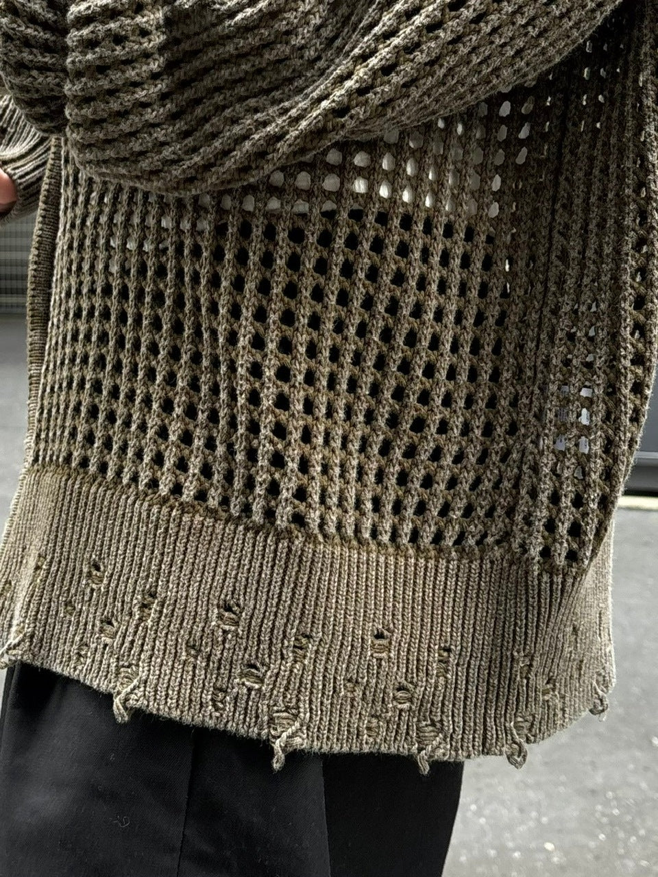 大阪店WEB限定受注制【Chikashitsu +】mesh zip damage hoodie (2color) / 【チカシツプラス】メッシュダメージジップアップ長袖パーカー