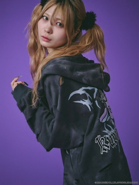 GALFY×KUROMI】イルガルフィームラ染めZIPパーカー / 【ガルフィー