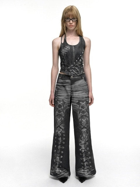 【NACHE】RACE UP PRINTED PANTS