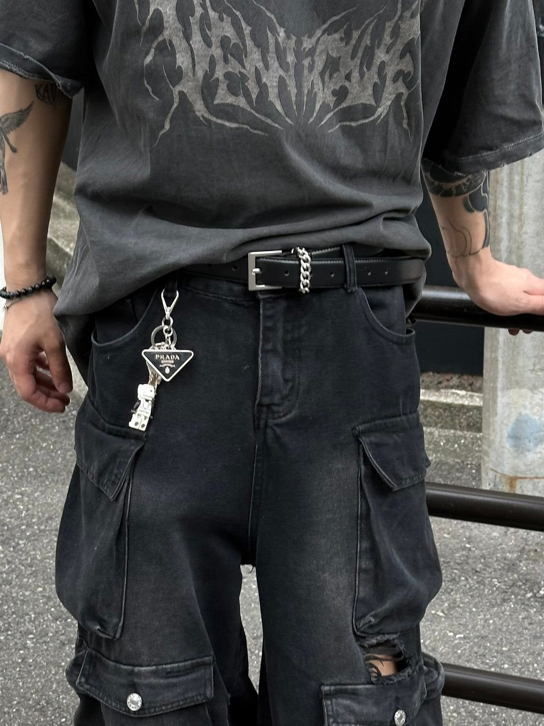 受注制【Chikashitsu +】real leather chain belt