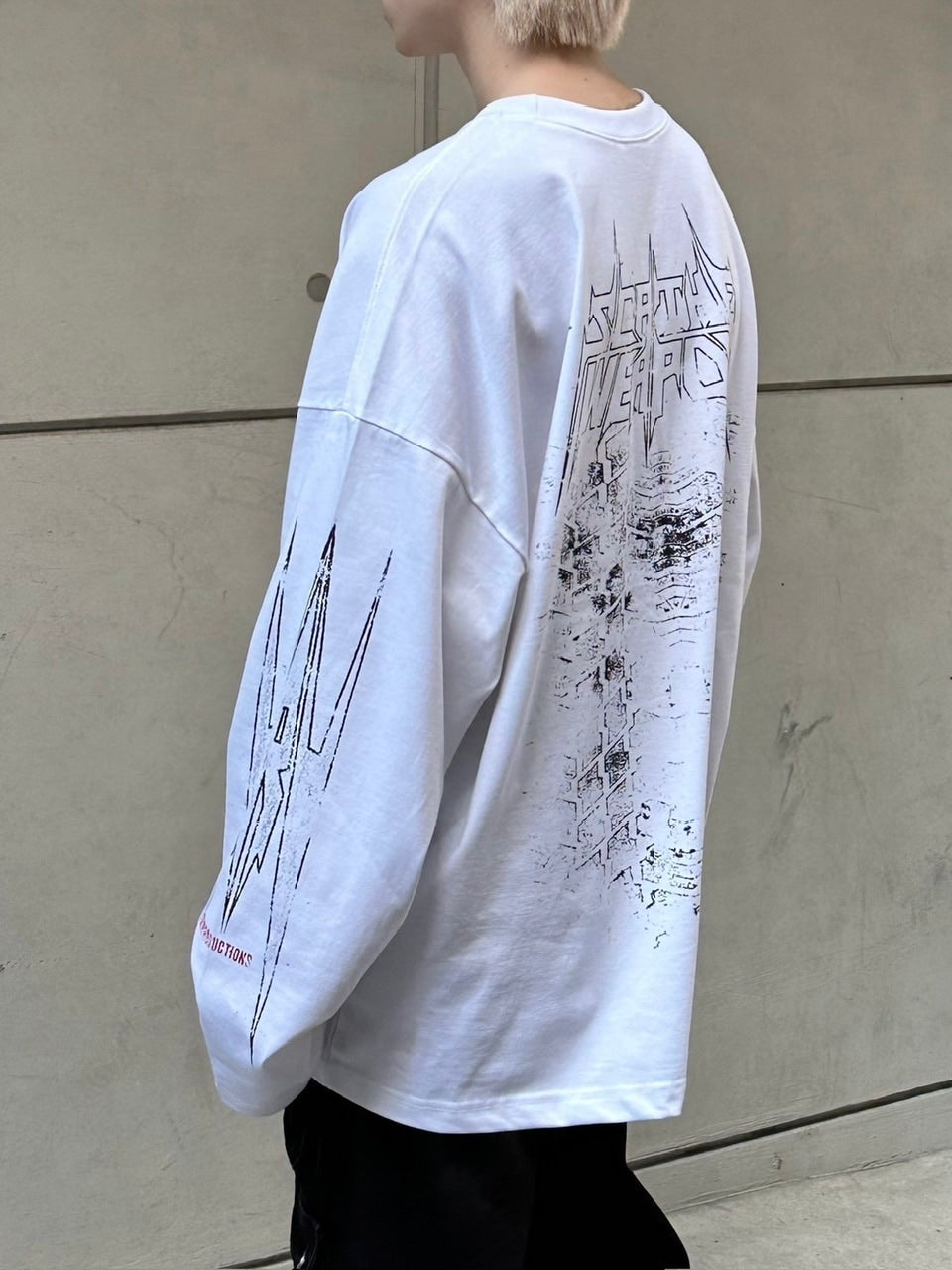 受注制【Chikashitsu +】oversized print long sleeve (2color) / 【チカシツプラス】オーバーサイズプリント長袖Tシャツ