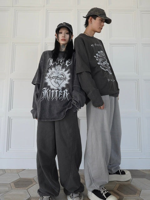 【LOVE KILLER】Killer heart barbed wire layered Long T