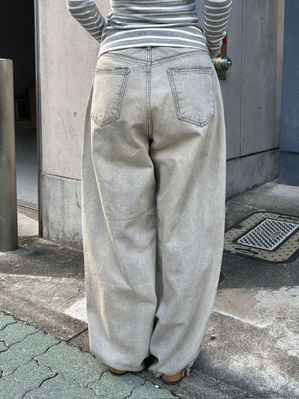 受注制【oaks】wash wide denim pants