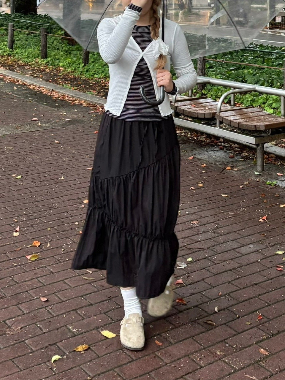 受注制【oaks】shirring long skirt (2color)