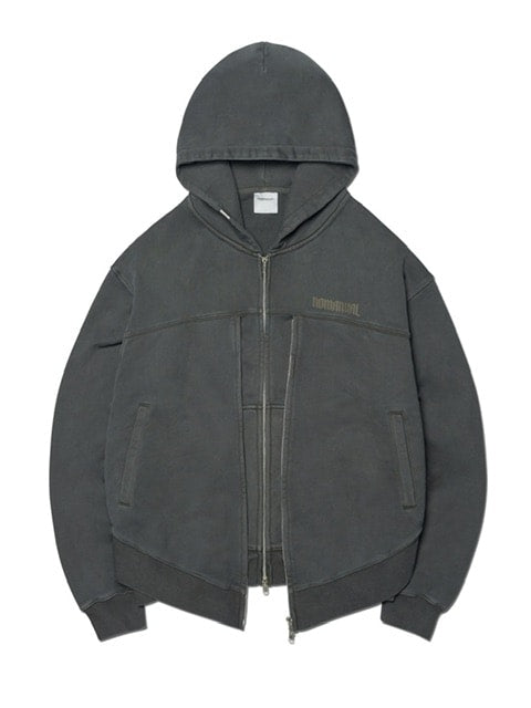 【NOMANUAL】OVERDYED LAYER HOODED ZIP-UP / 【ノーマニュアル】オーバーダイドレイヤージップアップ長袖パーカー