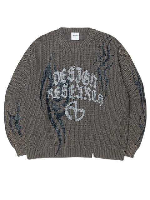 【NOMANUAL】OVERDYED TRIBAL KNIT SWEATER / 【ノーマニュアル】オーバーダイトライバルニット長袖セーター