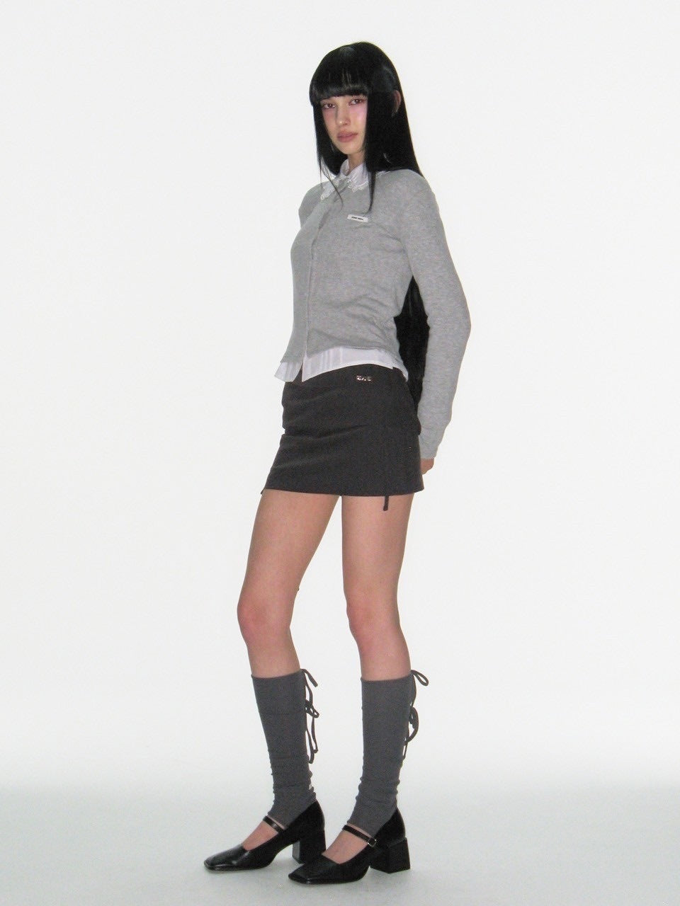 【CRANK】KNIT RIBBON LEG WARMERS