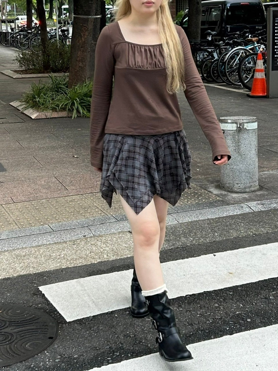 受注制【oaks】shirring long sleeve (3color) / 【オークス】シャーリング長袖Tシャツ