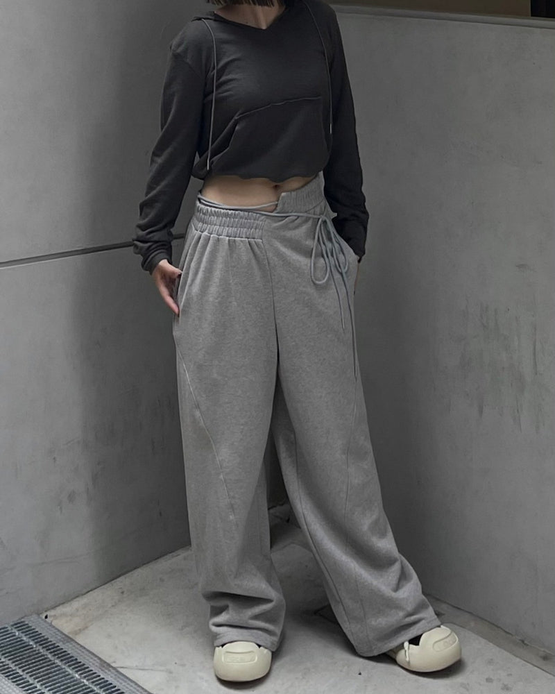 受注制【oaks】design ribbon wide sweat pants (3color)