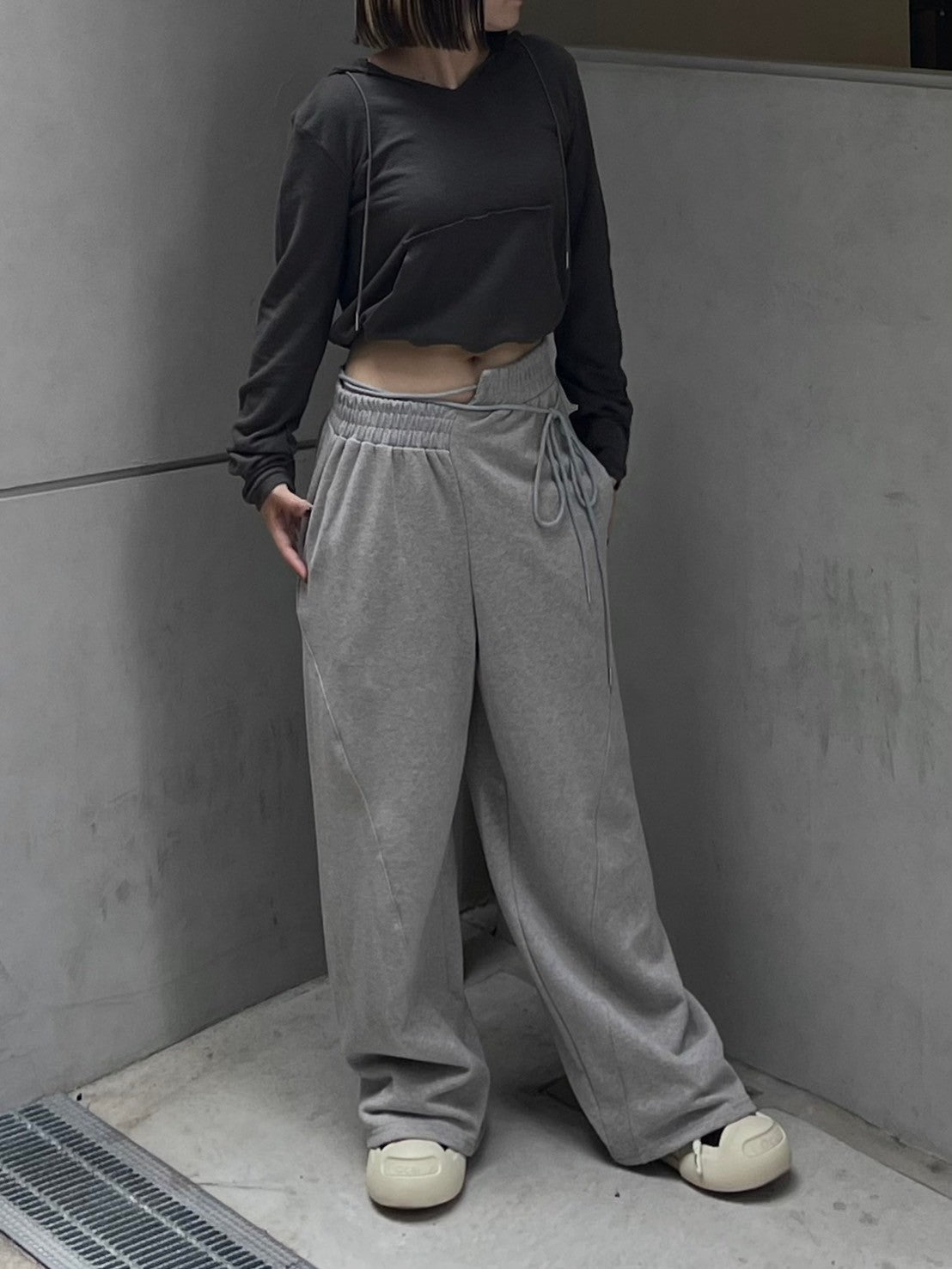 受注制【oaks】design ribbon wide sweat pants (3color)