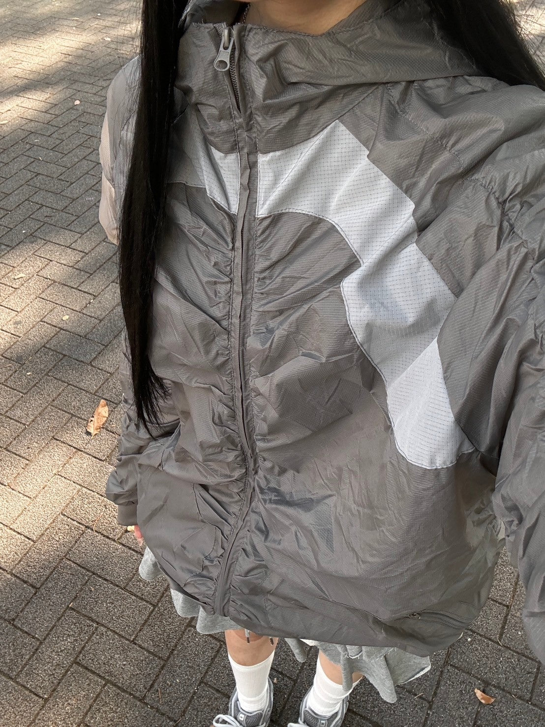 受注制【oaks】shirring design nylon jacket (3color)