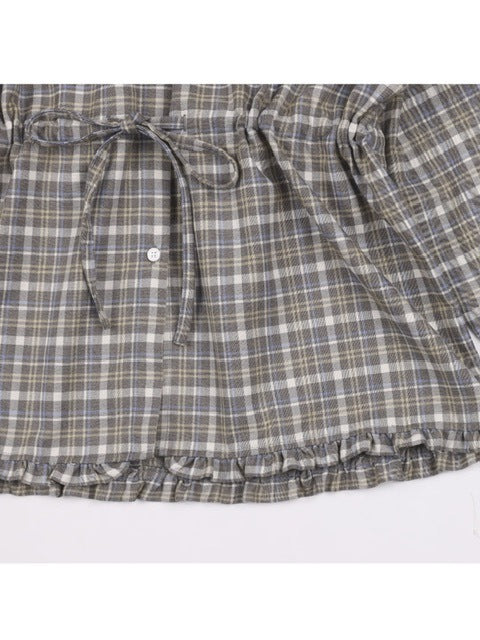 【FANCY CLUB】FRILL CHECK HOOD JACKET