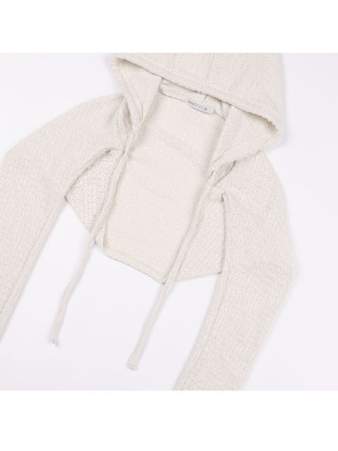 【FANCY CLUB】KNITTED HOOD BOLERO SET UP / 【ファンシークラブ】タンクトップ長袖ニットボレロセットアップ