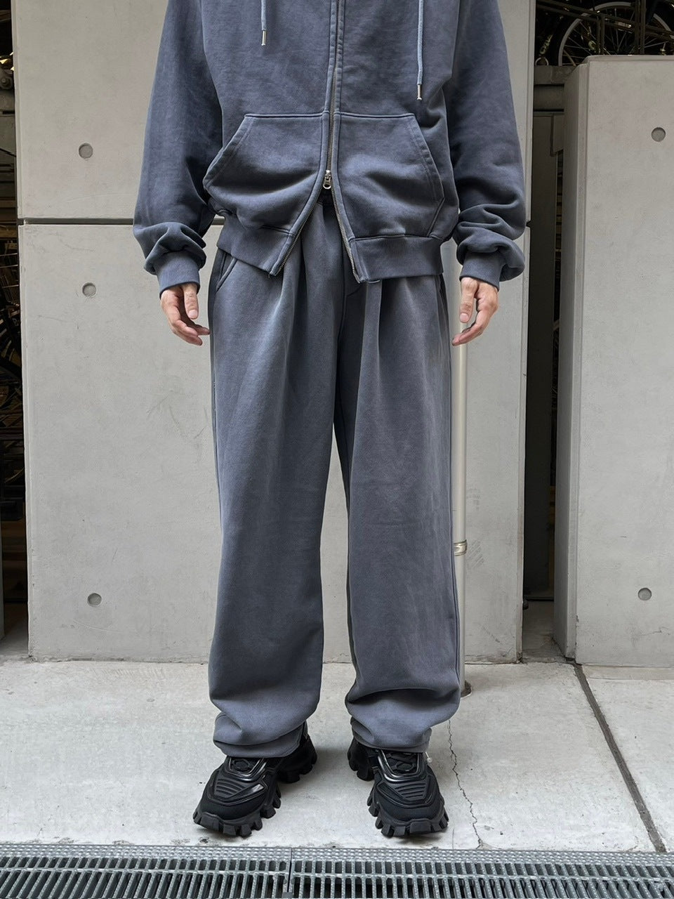 受注制【Chikashitsu +】unisex pigment wash string sweat pants (4color)