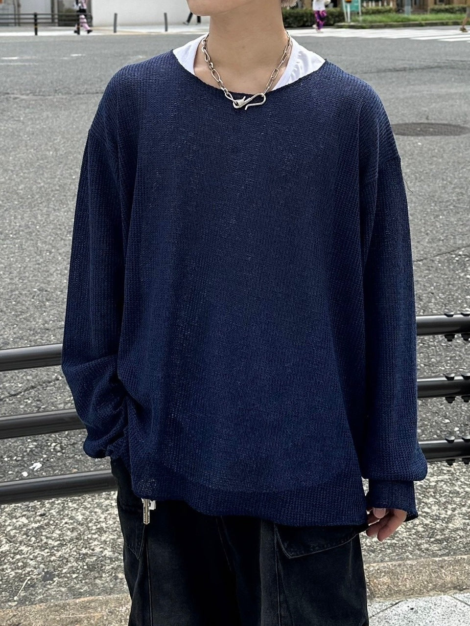 受注制【Chikashitsu +】wide neck light knit (4color)