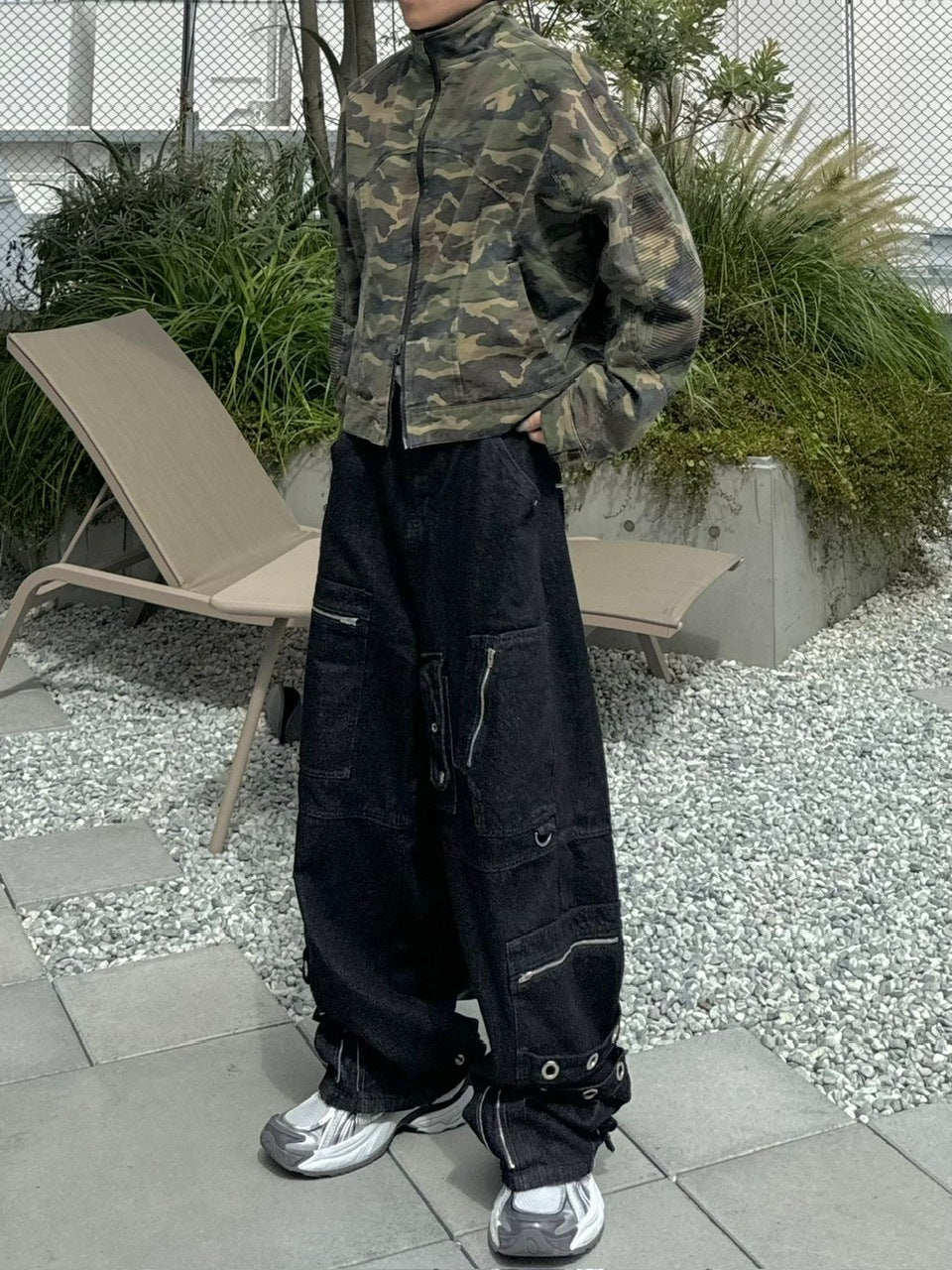 受注制【Chikashitsu +】steel ring denim cargo pants